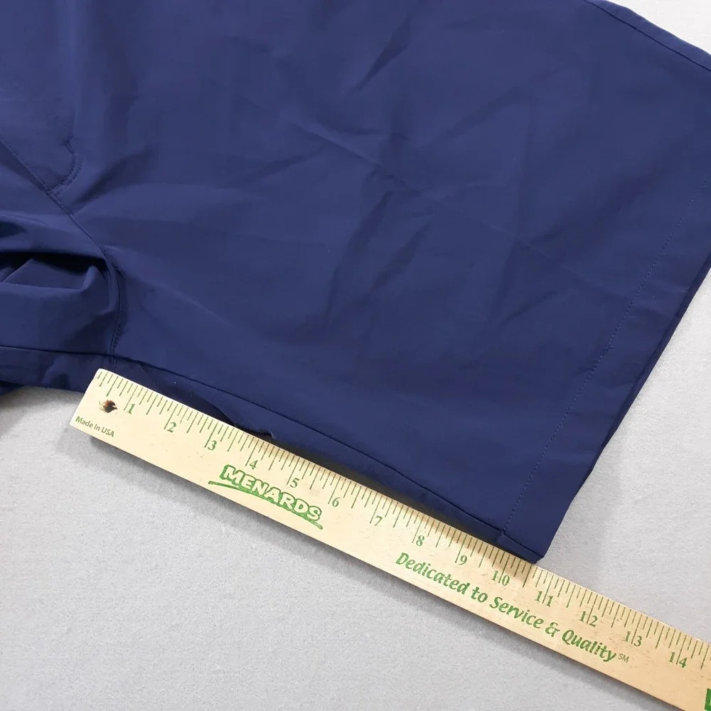 QED Style Shorts Mens Size 38 x 10 Navy Blue Nylon Blend Chino Flat Front Golf